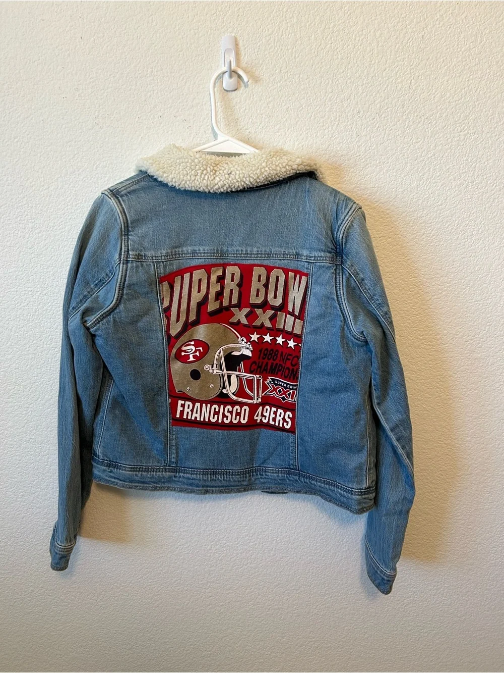 Cat & Jack Light Blue Denim Sherpa Jacket with Cream Collar
